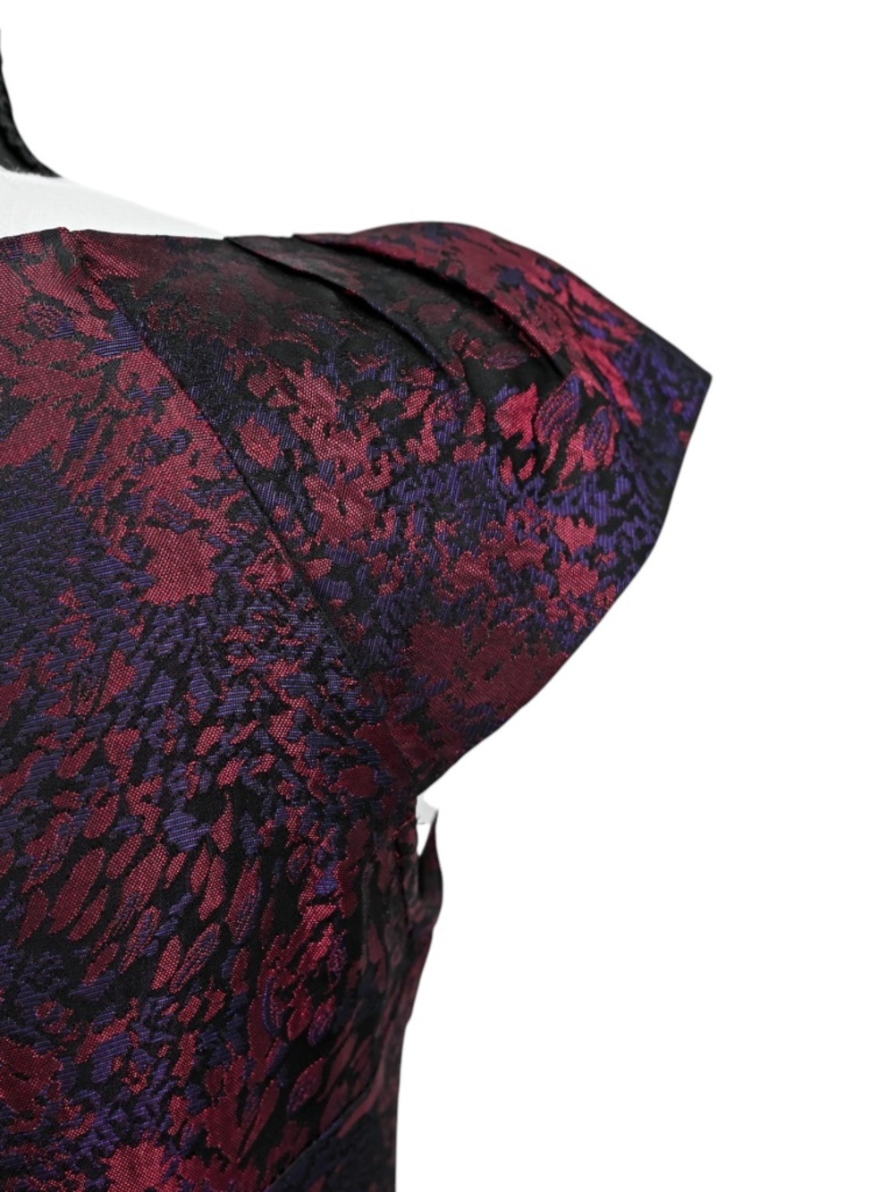 VTG-Style Suzi Chin Burgundy Brocade 1950s Retro-Glam Cocktail Dress Sz 4 - Picture 5 of 10